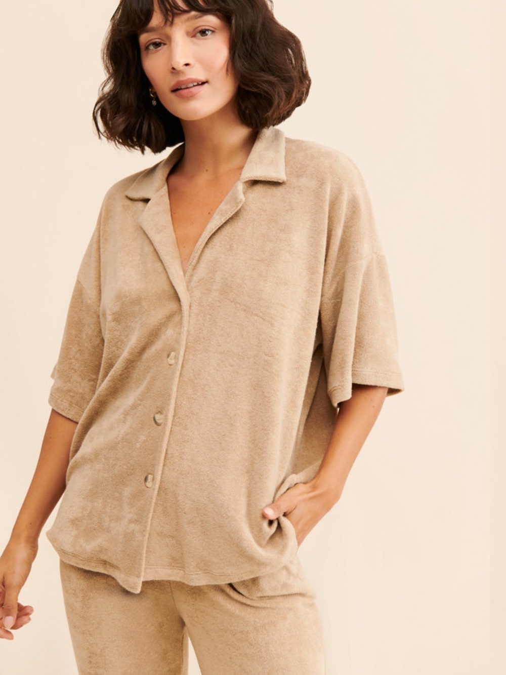 Resort Terry Button-Down Shirt